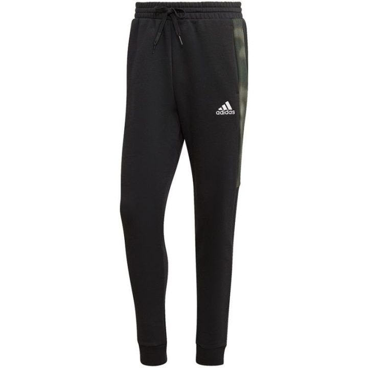 Vyriškos sportinės kelnės su kamufliažo raštu adidas, juodos