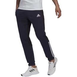 Vyriškos siaurėjančios sportinės kelnės adidas, tamsiai mėlynos