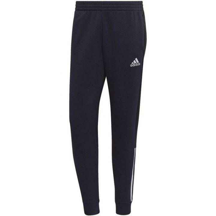Vyriškos siaurėjančios sportinės kelnės adidas, tamsiai mėlynos