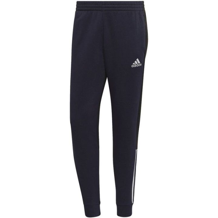 Vyriškos siaurėjančios sportinės kelnės adidas, tamsiai mėlynos