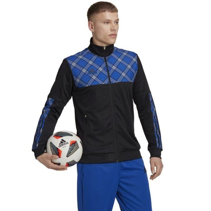 Vyriškas sportinis džemperis adidas Tiro Track, juodas ir mėlynas