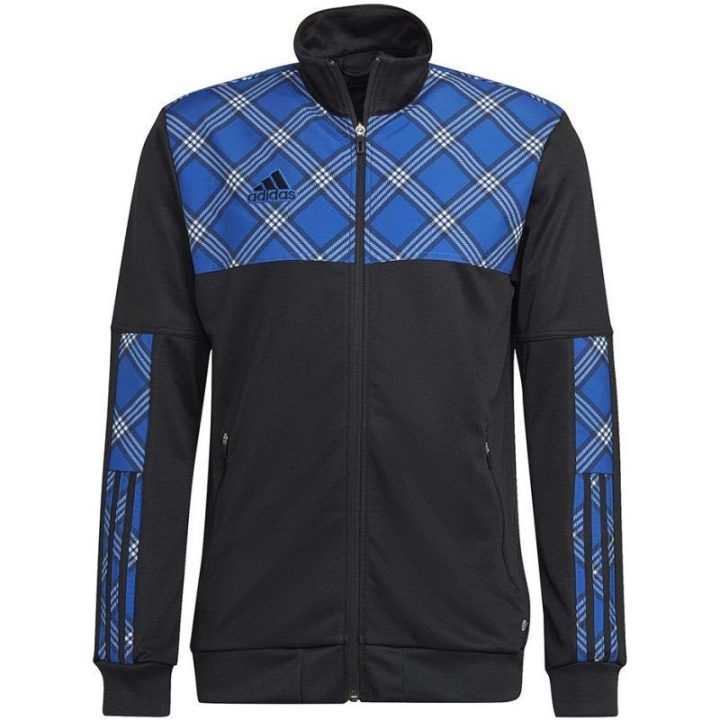 Vyriškas sportinis džemperis adidas Tiro Track, juodas ir mėlynas