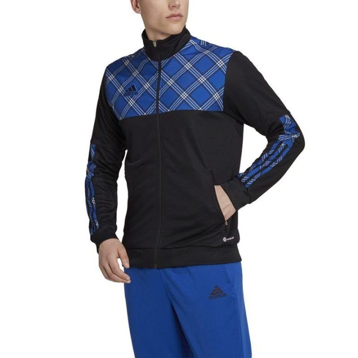Vyriškas sportinis džemperis adidas Tiro Track, juodas ir mėlynas