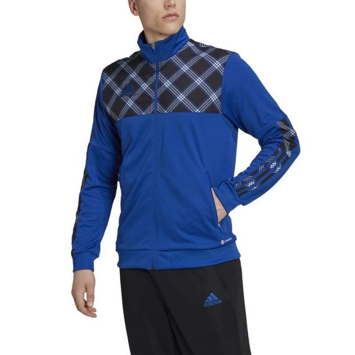 Vyriškas džemperis su užtrauktuku adidas Tiro Track, mėlynas