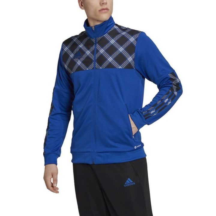 Vyriškas džemperis su užtrauktuku adidas Tiro Track, mėlynas