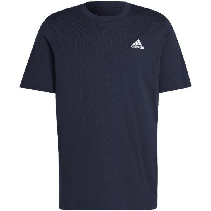 Vyriški marškinėliai su siuvinėtu logotipu adidas Essentials, tamsiai mėlyni