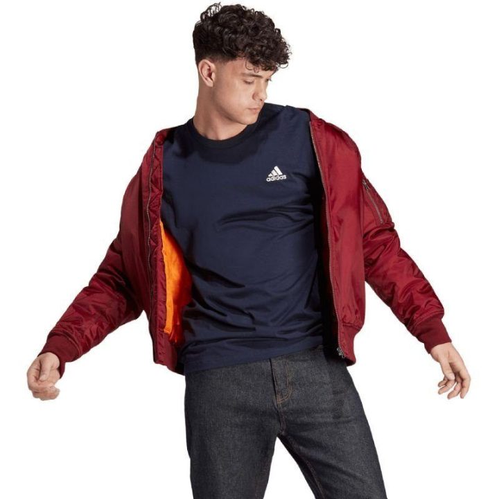 Vyriški marškinėliai su siuvinėtu logotipu adidas Essentials, tamsiai mėlyni