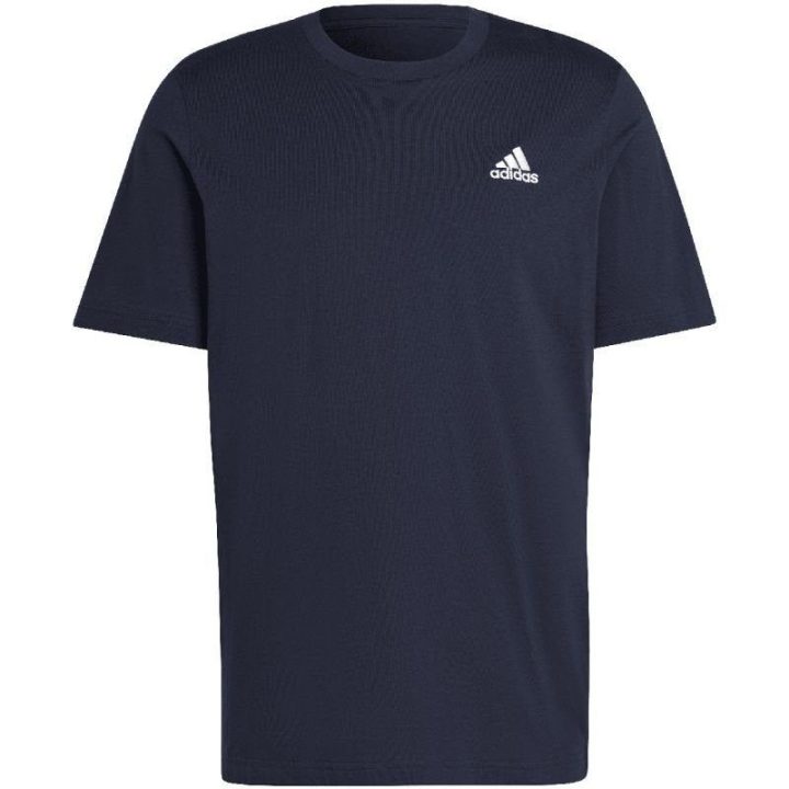 Vyriški marškinėliai su siuvinėtu logotipu adidas Essentials, tamsiai mėlyni