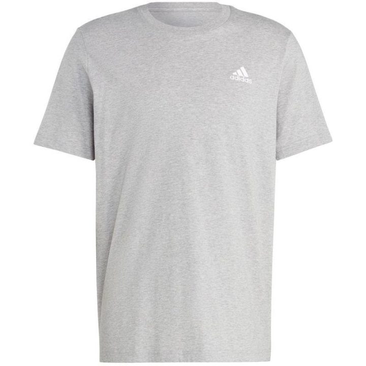 Vyriški marškinėliai adidas Essentials su mažu siuvinėtu logotipu, pilki