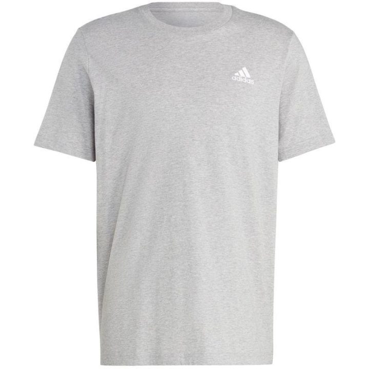 Vyriški marškinėliai adidas Essentials su mažu siuvinėtu logotipu, pilki
