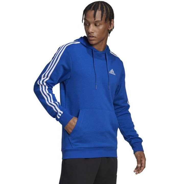 Vyriškas džemperis su gobtuvu adidas Essentials 3-Stripes, mėlynas