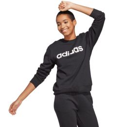 Moteriškas medvilninis džemperis adidas Essentials Linear French Terry, juodas