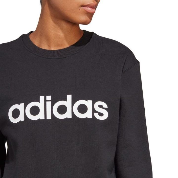 Moteriškas medvilninis džemperis adidas Essentials Linear French Terry, juodas
