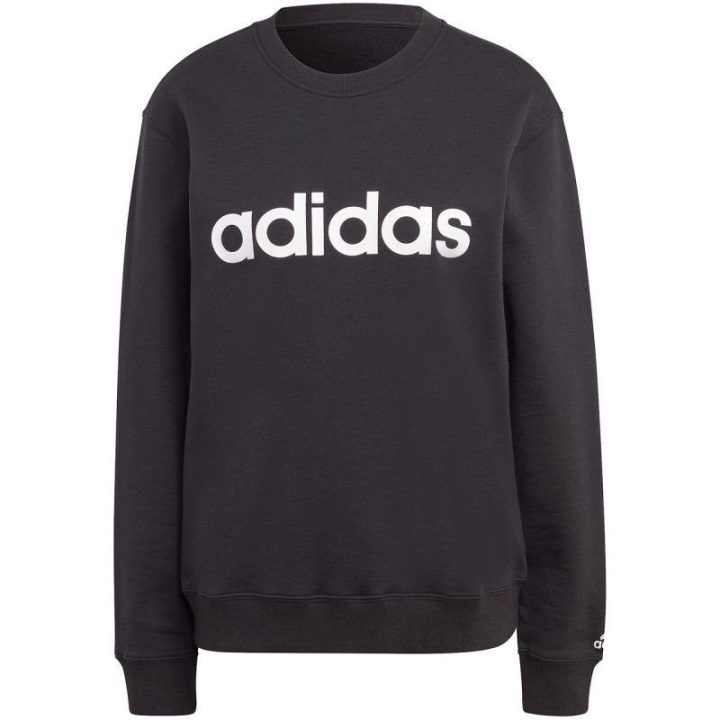 Moteriškas medvilninis džemperis adidas Essentials Linear French Terry, juodas