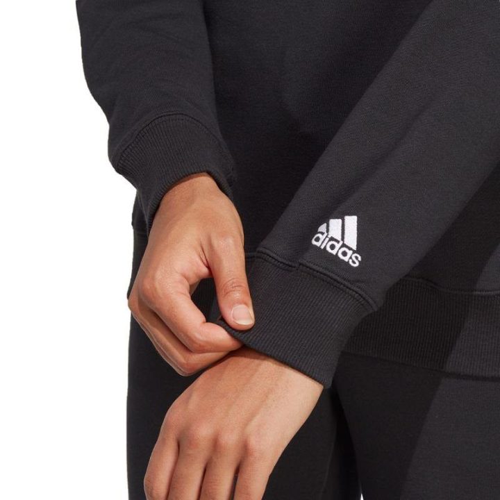 Moteriškas medvilninis džemperis adidas Essentials Linear French Terry, juodas