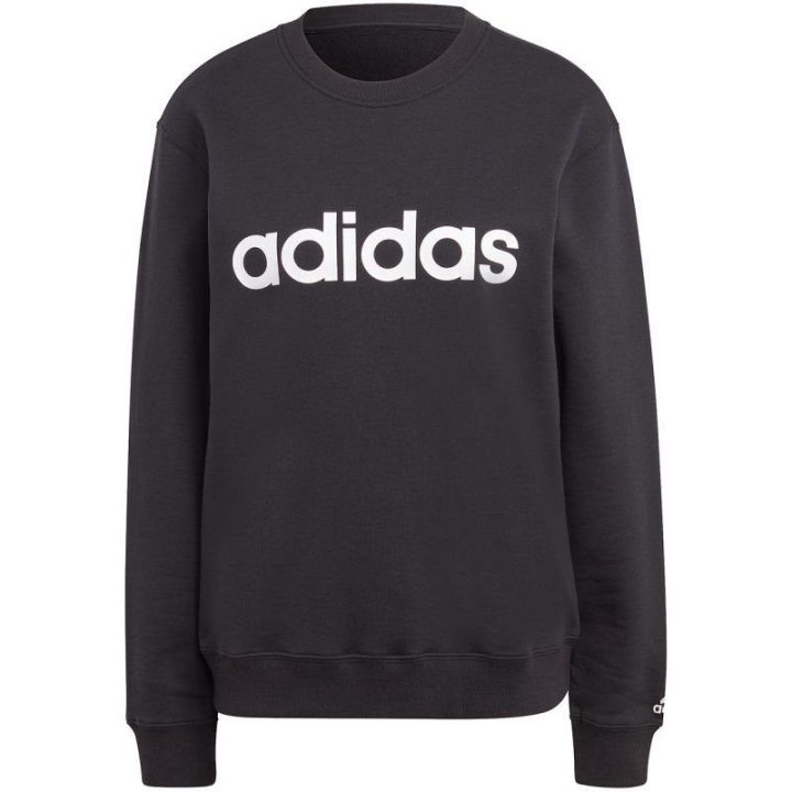 Moteriškas medvilninis džemperis adidas Essentials Linear French Terry, juodas