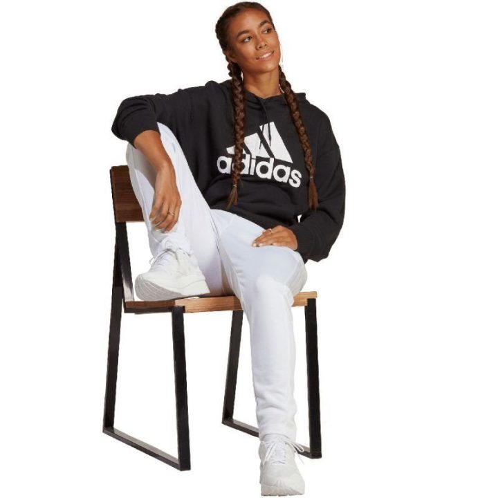 Moteriškas medvilninis džemperis su gobtuvu adidas Essentials, juodas