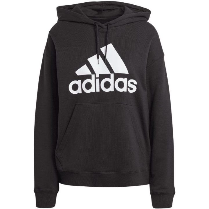Moteriškas medvilninis džemperis su gobtuvu adidas Essentials, juodas