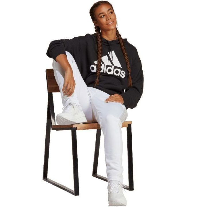 Moteriškas medvilninis džemperis su gobtuvu adidas Essentials, juodas