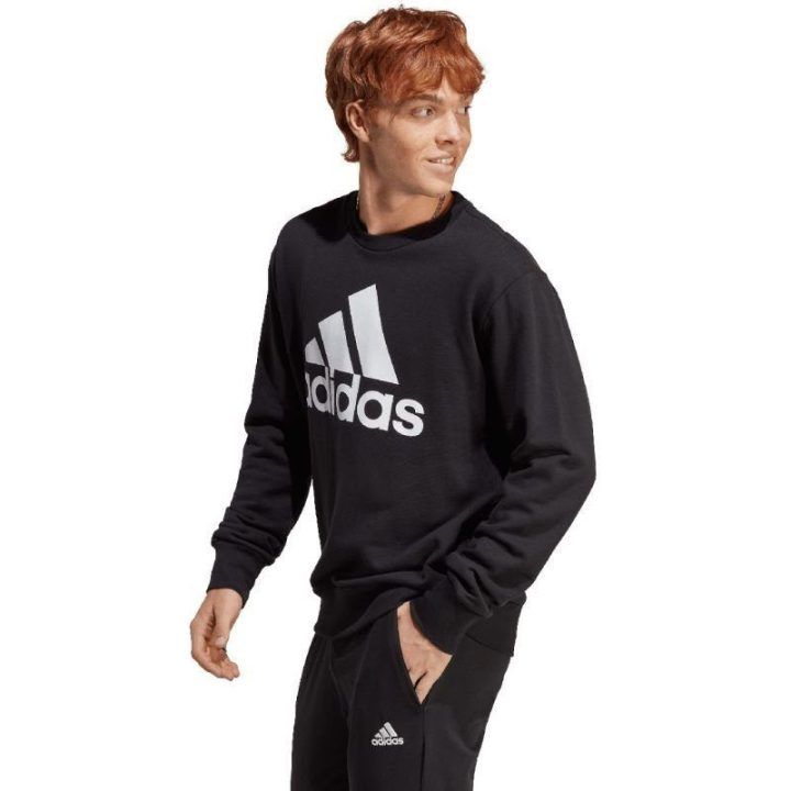 Vyriškas medvilninis džemperis su dideliu logotipu adidas, juodas