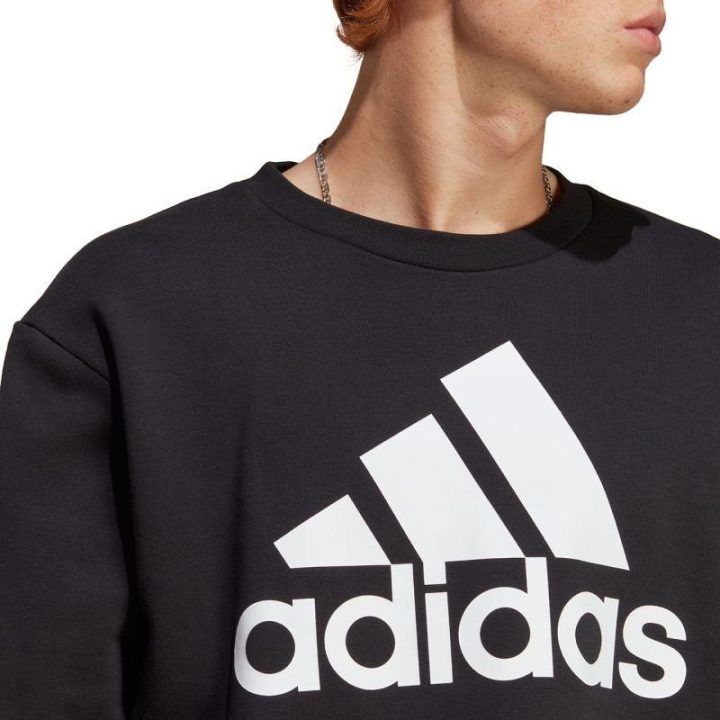 Vyriškas medvilninis džemperis su dideliu logotipu adidas, juodas