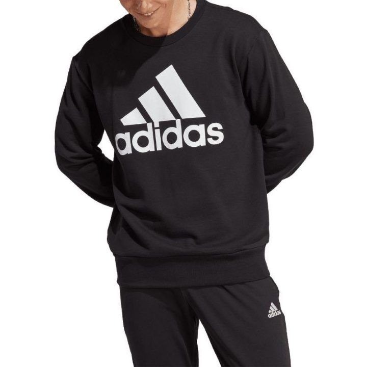 Vyriškas medvilninis džemperis su dideliu logotipu adidas, juodas