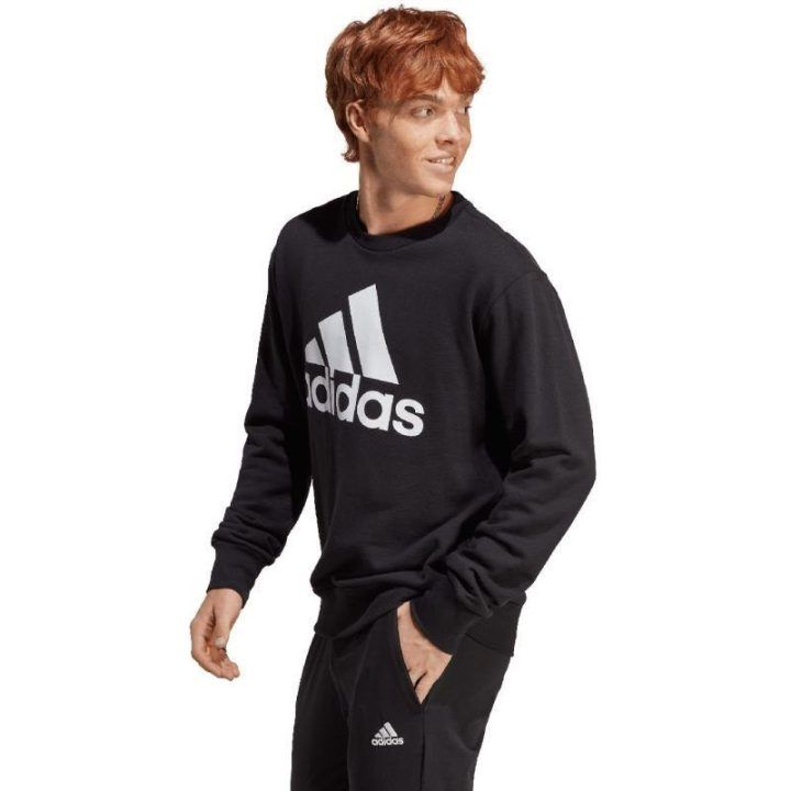Vyriškas medvilninis džemperis su dideliu logotipu adidas, juodas
