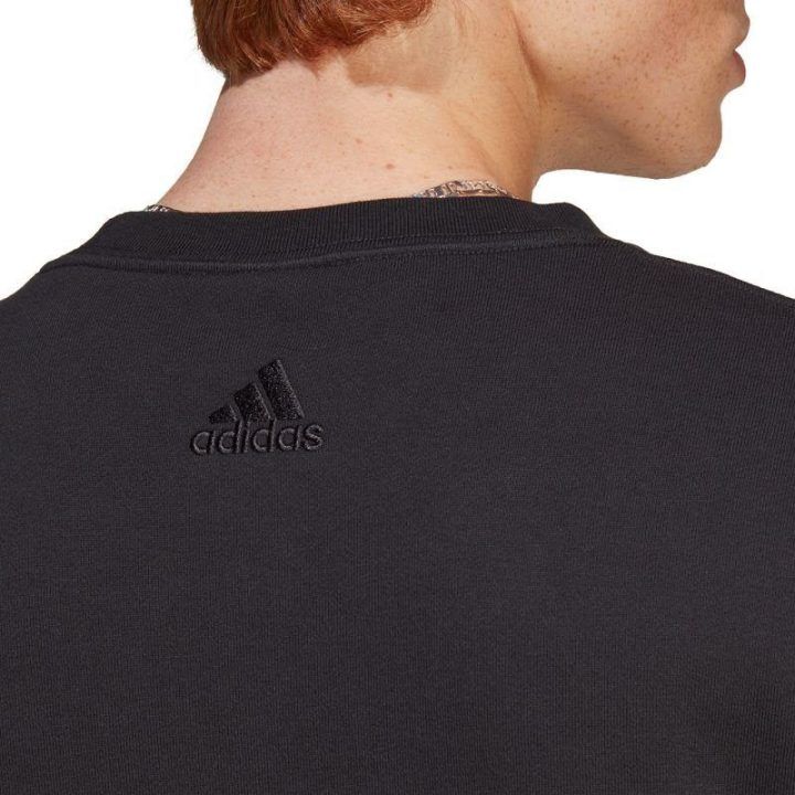 Vyriškas medvilninis džemperis su dideliu logotipu adidas, juodas