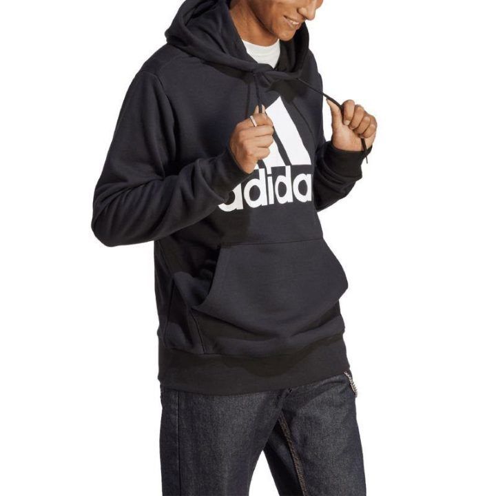 Vyriškas medvilninis džemperis su gobtuvu adidas Essentials, juodas