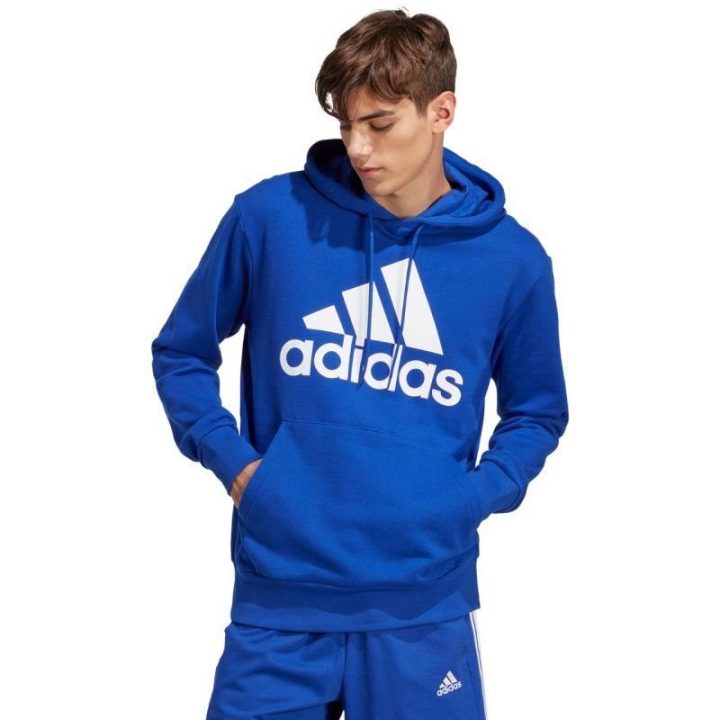 Vyriškas medvilninis džemperis su gobtuvu adidas Essentials, mėlynas