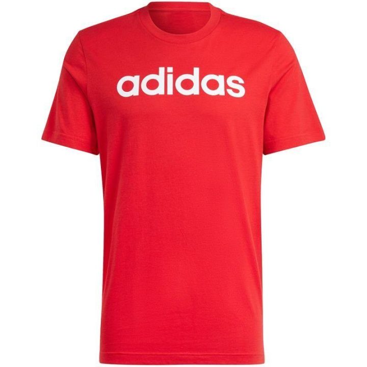 Vyriški marškinėliai su dideliu logotipu adidas Essentials, raudoni