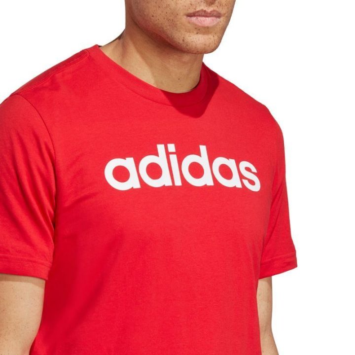Vyriški marškinėliai su dideliu logotipu adidas Essentials, raudoni