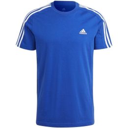 Vyriški medvilniniai marškinėliai adidas Essentials 3-Stripes, mėlyni