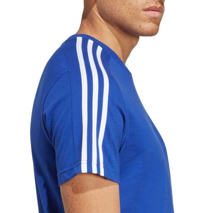 Vyriški medvilniniai marškinėliai adidas Essentials 3-Stripes, mėlyni