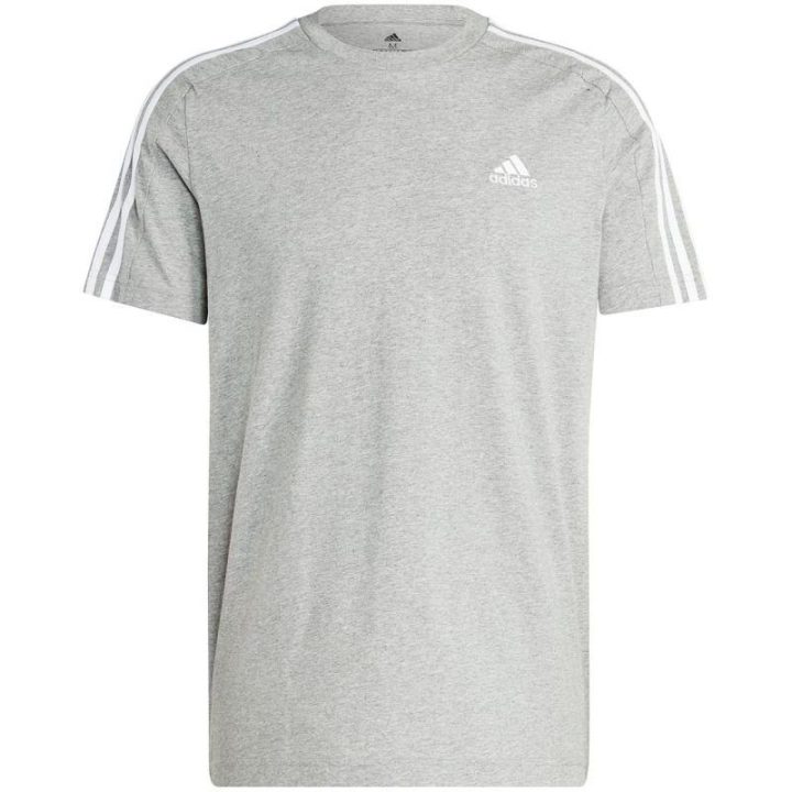 Vyriški medvilniniai marškinėliai su 3 juostomis adidas, pilki