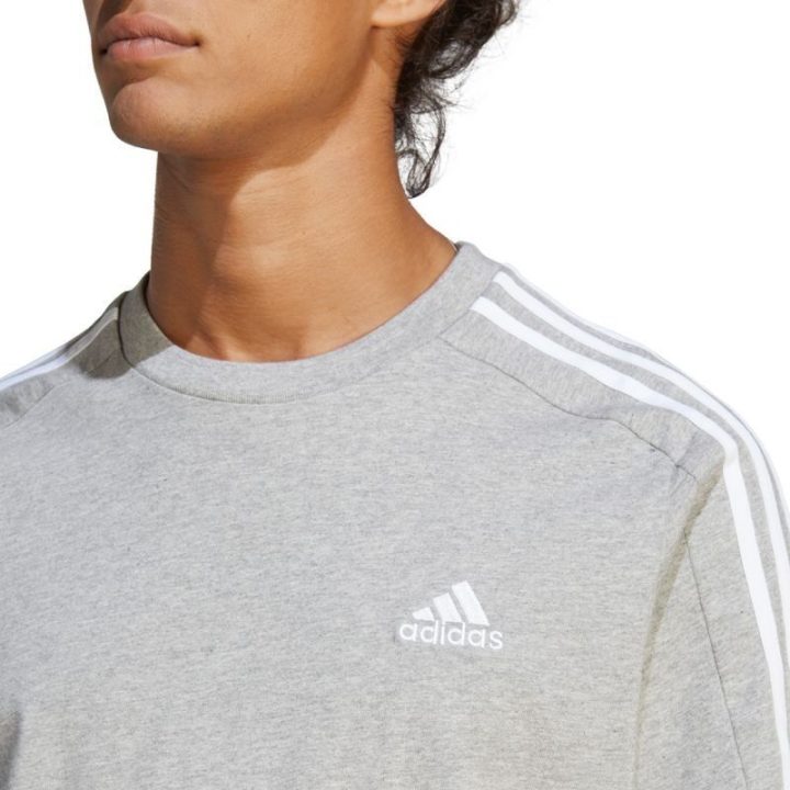 Vyriški medvilniniai marškinėliai su 3 juostomis adidas, pilki