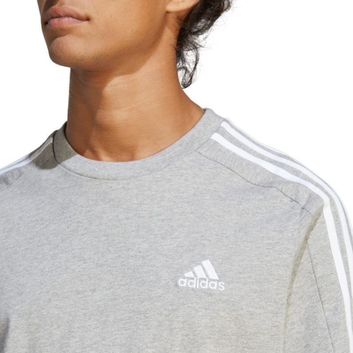 Vyriški medvilniniai marškinėliai su 3 juostomis adidas, pilki