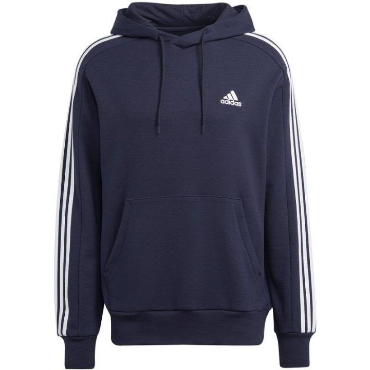 Vyriškas medvilninis džemperis su gobtuvu adidas, tamsiai mėlynas