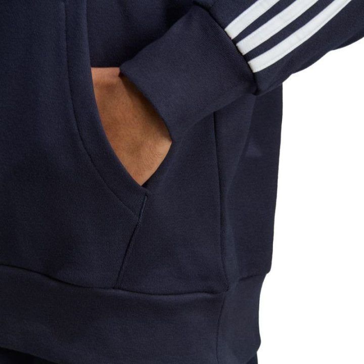 Vyriškas medvilninis džemperis su gobtuvu adidas, tamsiai mėlynas