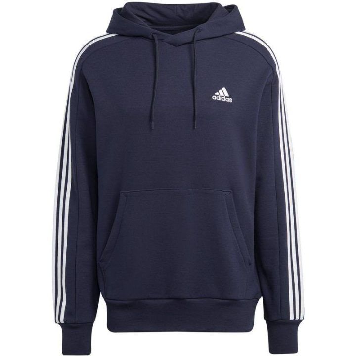 Vyriškas medvilninis džemperis su gobtuvu adidas, tamsiai mėlynas