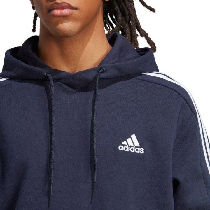 Vyriškas medvilninis džemperis su gobtuvu adidas, tamsiai mėlynas