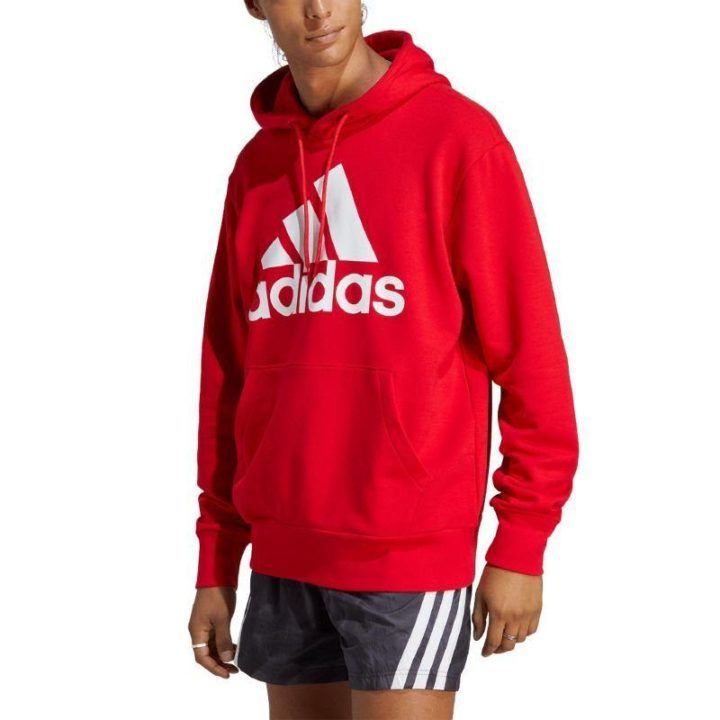 Vyriškas medvilninis džemperis su gobtuvu adidas Essentials, raudonas