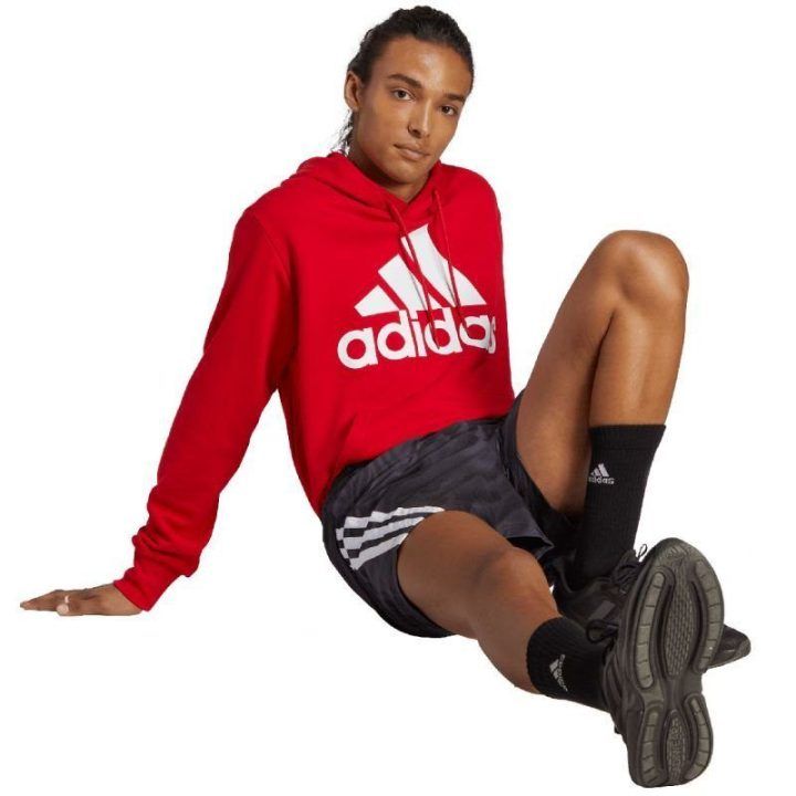 Vyriškas medvilninis džemperis su gobtuvu adidas Essentials, raudonas
