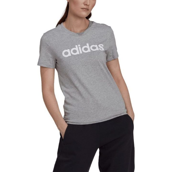 Moteriški marškinėliai adidas Essentials Slim Logo, pilki
