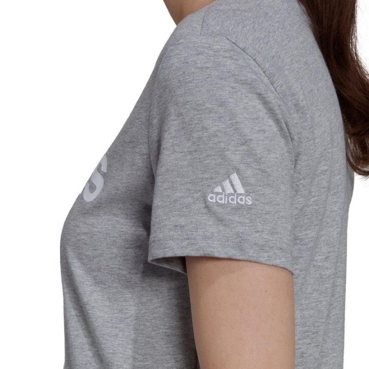 Moteriški marškinėliai adidas Essentials Slim Logo, pilki