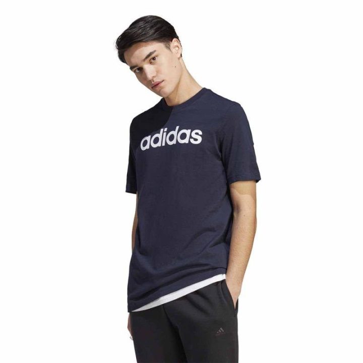 Vyriški medvilniniai marškinėliai adidas Essentials, tamsiai mėlyni