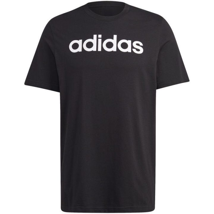Vyriški marškinėliai su dideliu logotipu adidas Essentials, juodi