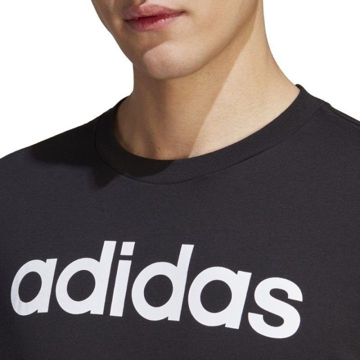 Vyriški marškinėliai su dideliu logotipu adidas Essentials, juodi