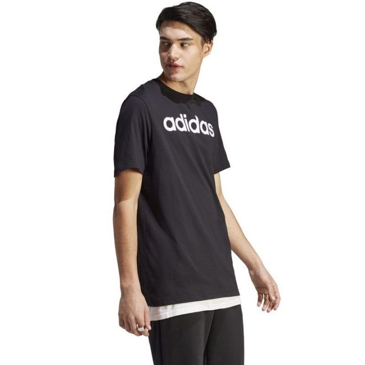 Vyriški marškinėliai su dideliu logotipu adidas Essentials, juodi