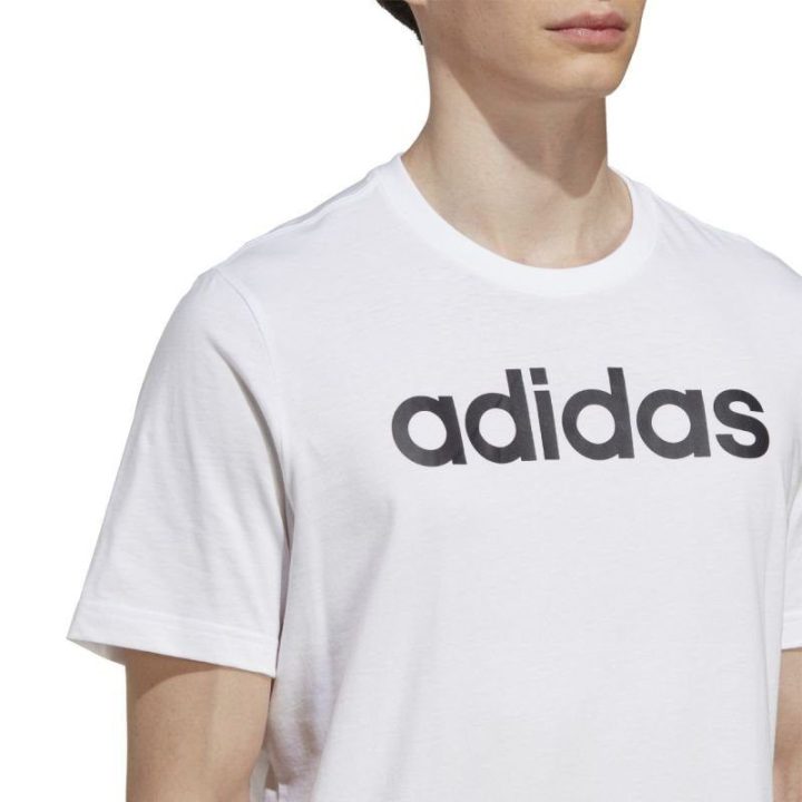 Vyriški marškinėliai adidas Essentials su siuvinėtu logotipu, balti